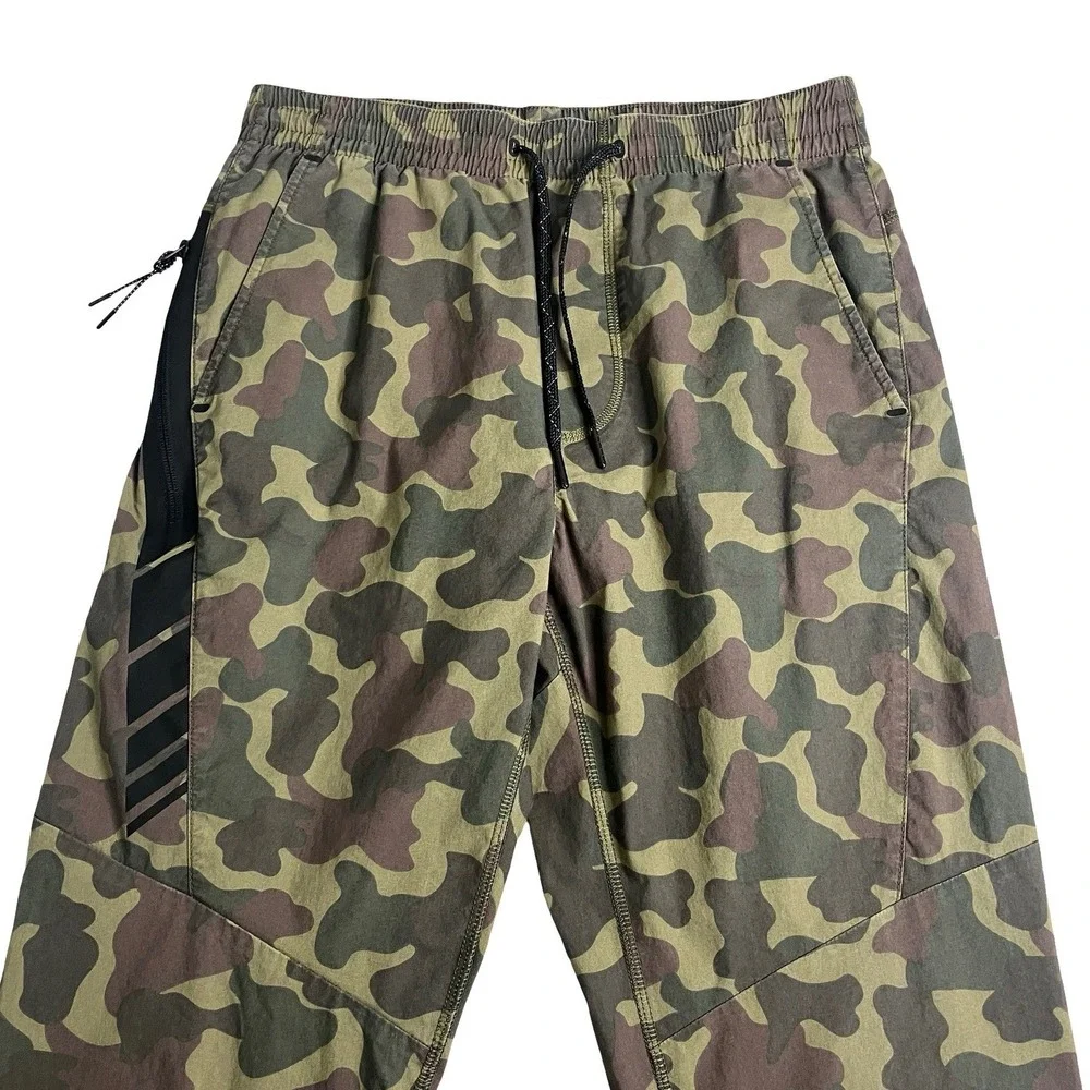 American Eagle Flex Camo Jogger Pants Mens Small Green Zipper Pockets Gorpcore